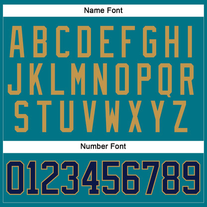 Custom Teal Navy-Old Gold Hockey Jersey - Sky-Custom