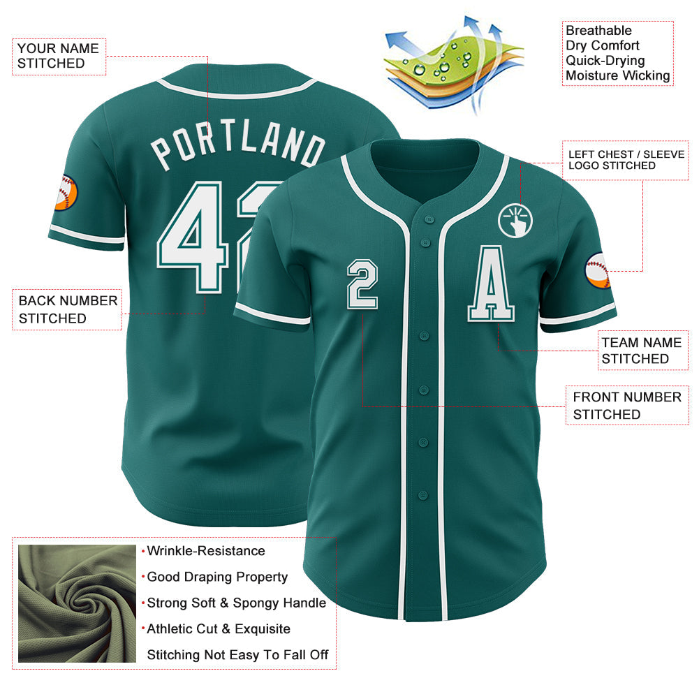 Custom Teal White Authentic Baseball Jersey - Sky-Custom