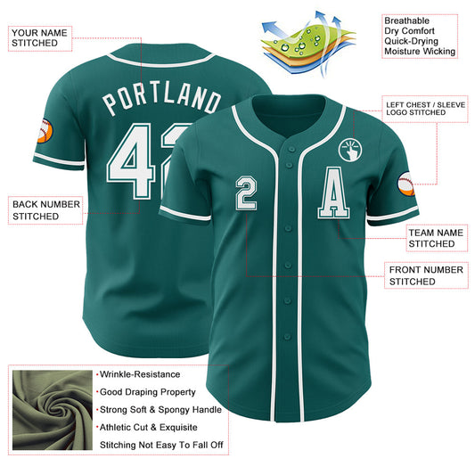 Custom Teal White Authentic Baseball Jersey - Sky-Custom