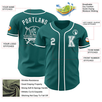 Custom Teal White Authentic Baseball Jersey - Sky-Custom