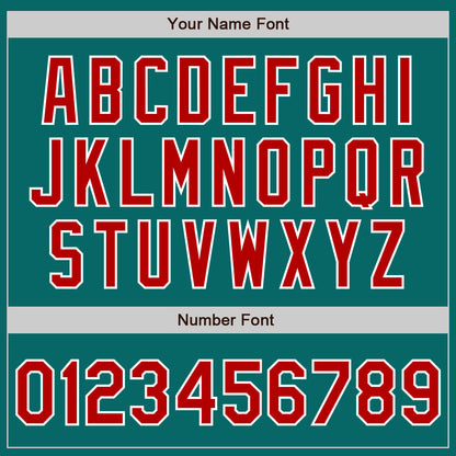 Custom Teal Red-White Authentic Baseball Jersey - Sky-Custom