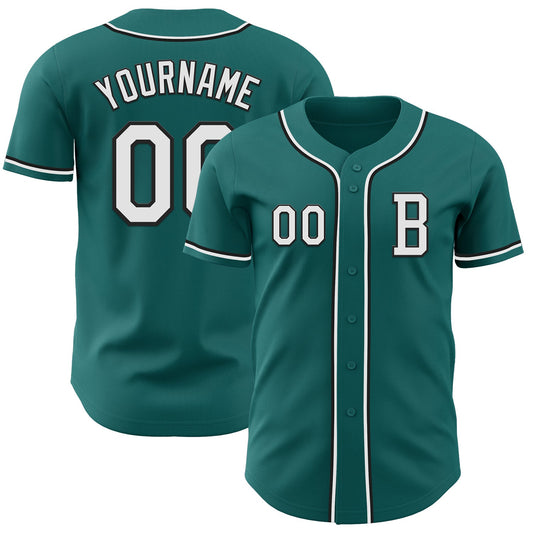 Custom Teal White-Black Authentic Baseball Jersey - Sky-Custom