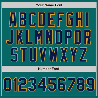 Custom Teal Navy-Old Gold Authentic Baseball Jersey - Sky-Custom