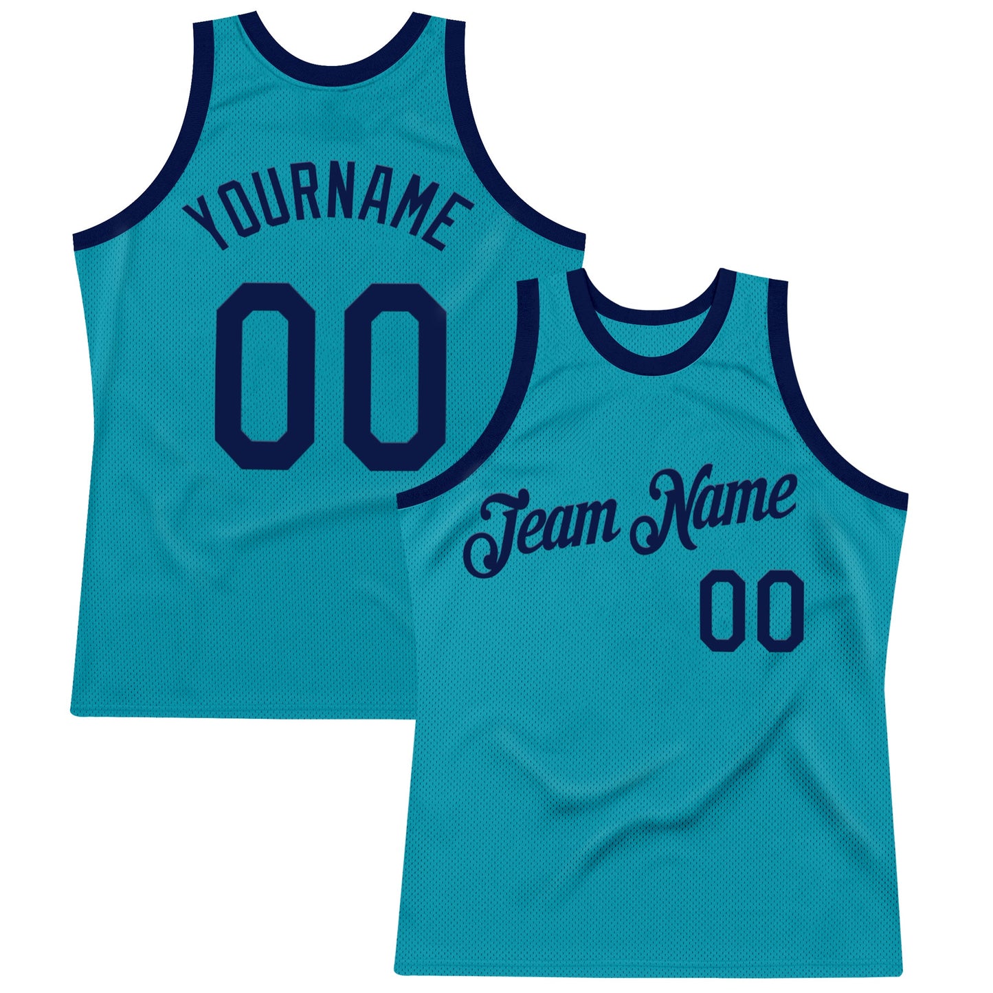 Custom Teal Navy Authentic Throwback Basketball Jersey - Sky-Custom