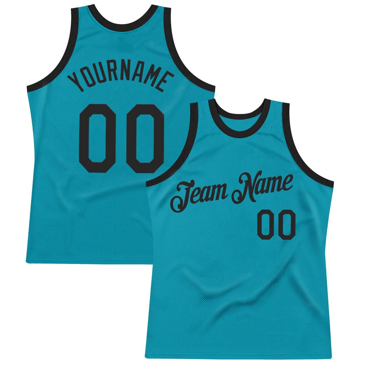 Custom Teal Black Authentic Throwback Basketball Jersey - Sky-Custom