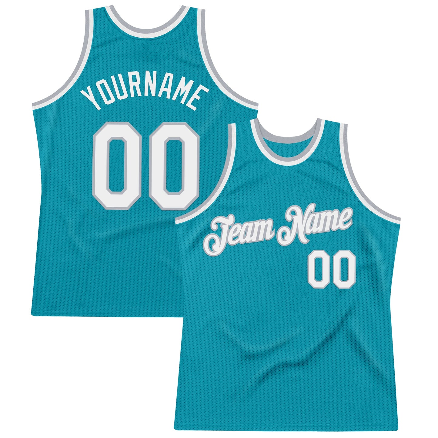Custom Teal White-Gray Authentic Throwback Basketball Jersey - Sky-Custom