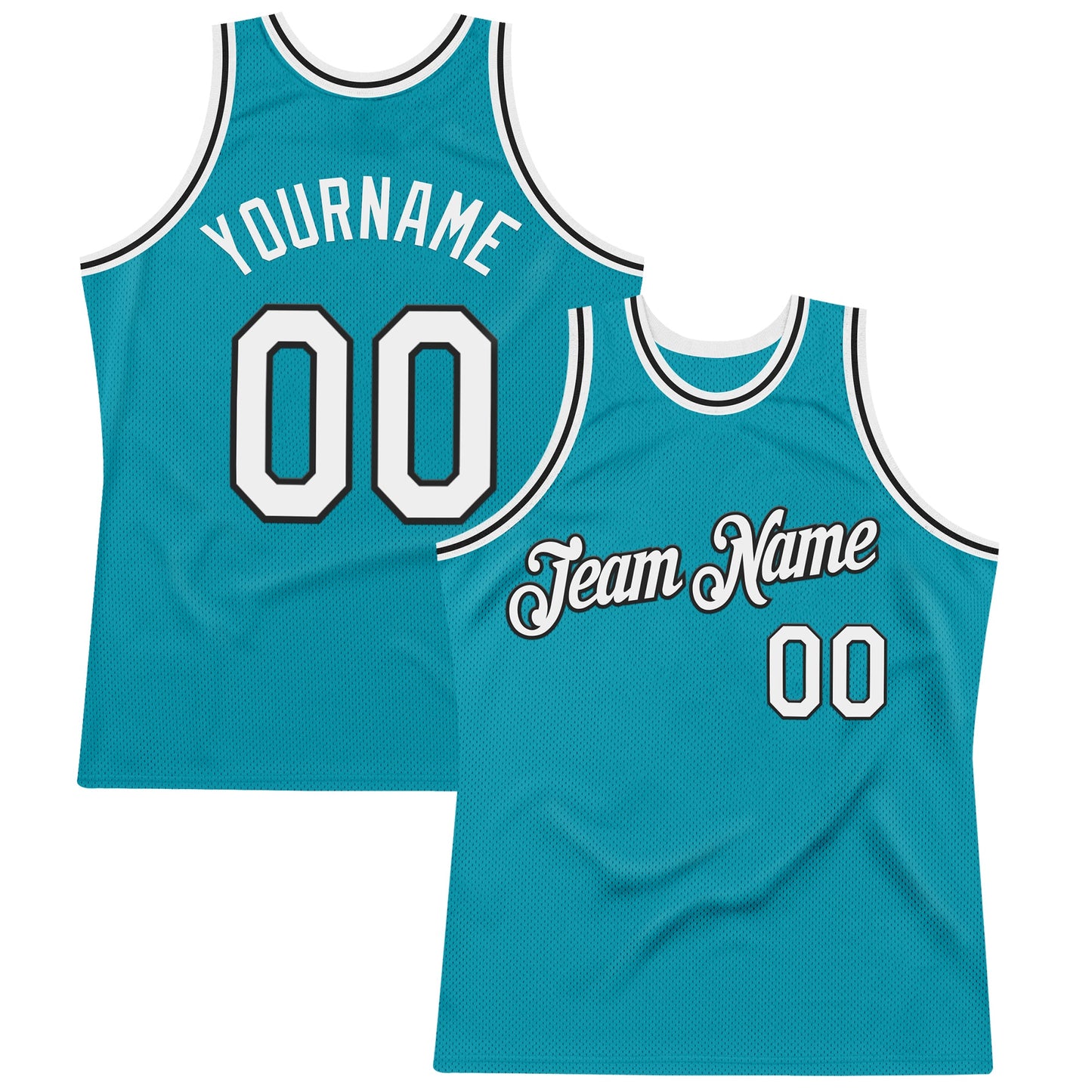 Custom Teal White-Black Authentic Throwback Basketball Jersey - Sky-Custom