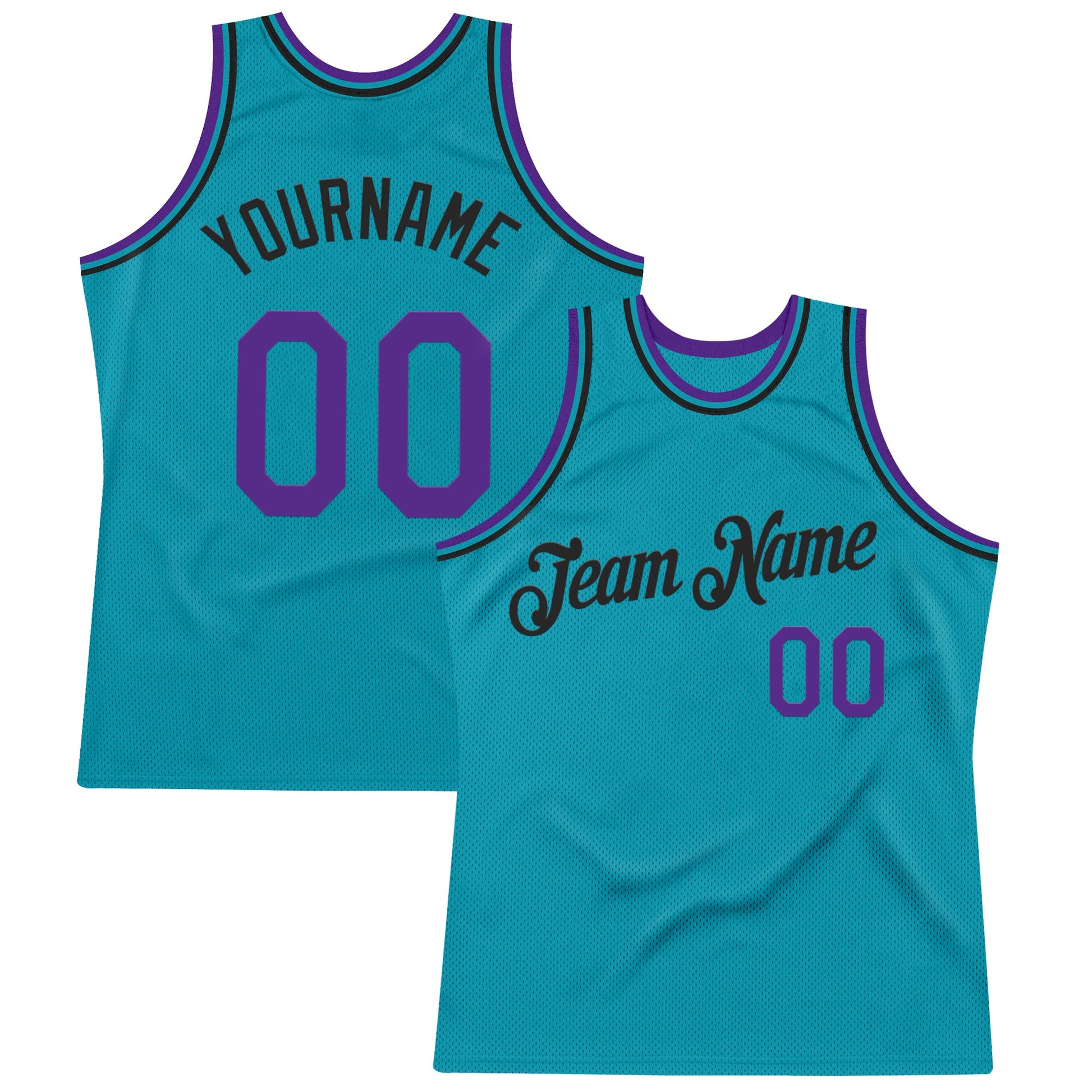 Custom Teal Purple-Black Authentic Throwback Basketball Jersey - Sky-Custom
