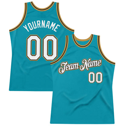 Custom Teal Black-Old Gold Authentic Throwback Basketball Jersey - Sky-Custom