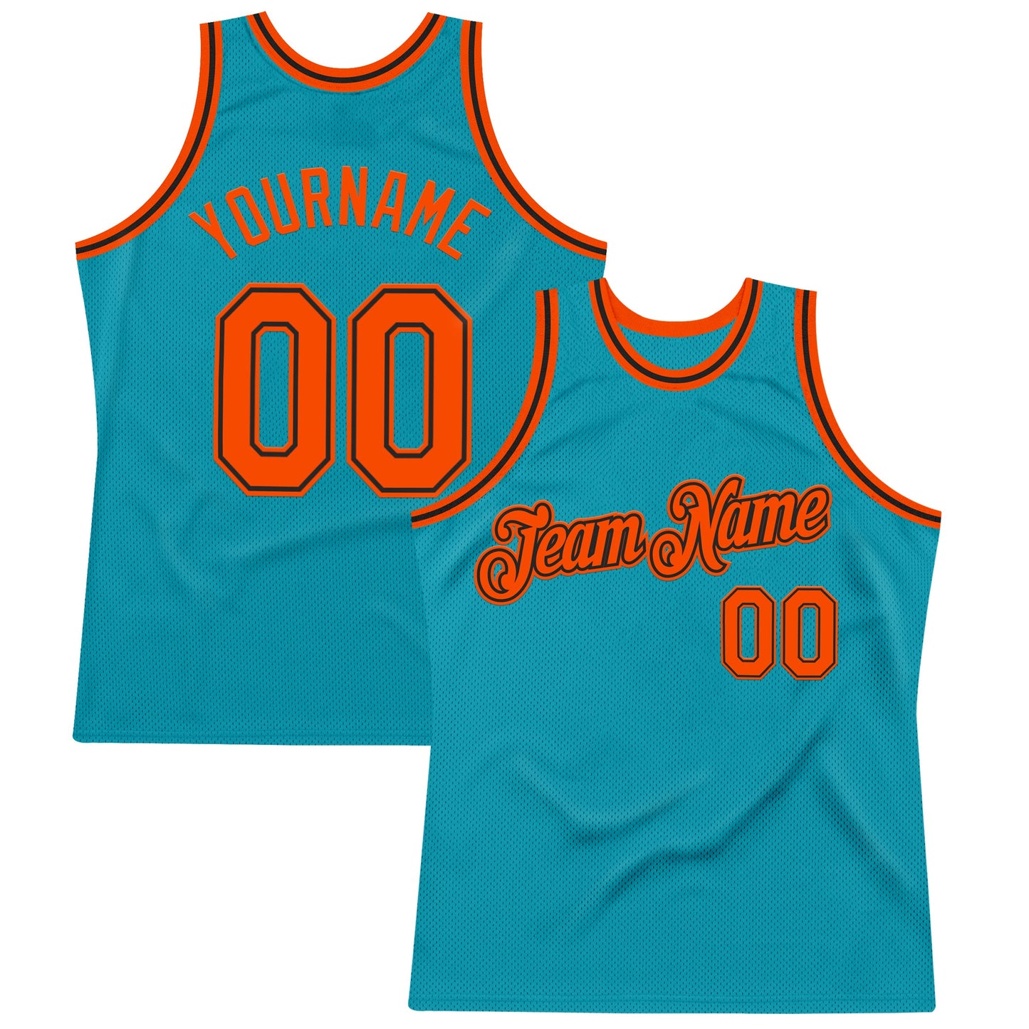 Custom Teal Orange-Black Authentic Throwback Basketball Jersey - Sky-Custom