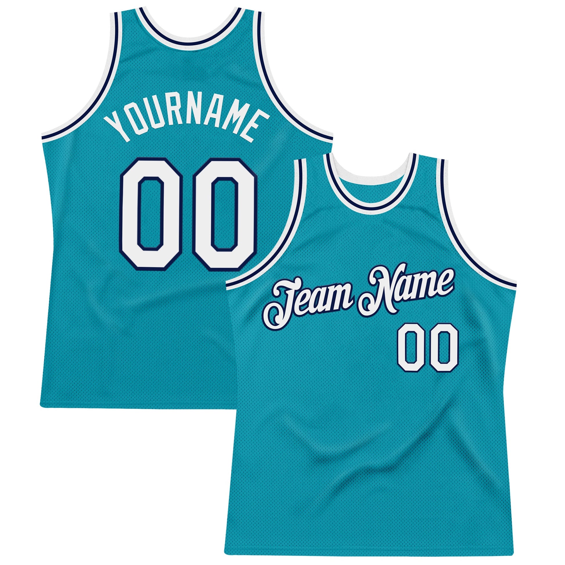 Custom Teal White-Navy Authentic Throwback Basketball Jersey - Sky-Custom
