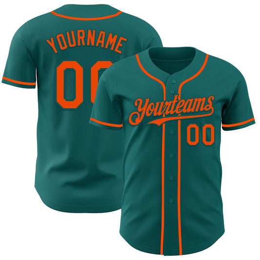 Custom Teal Orange Authentic Baseball Jersey - Sky-Custom
