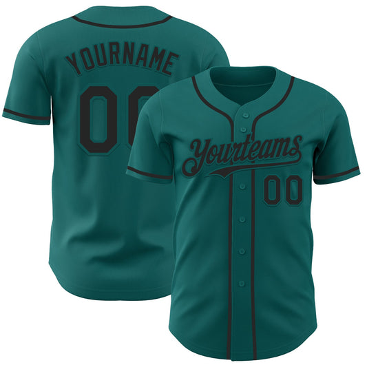 Custom Teal Black Authentic Baseball Jersey - Sky-Custom