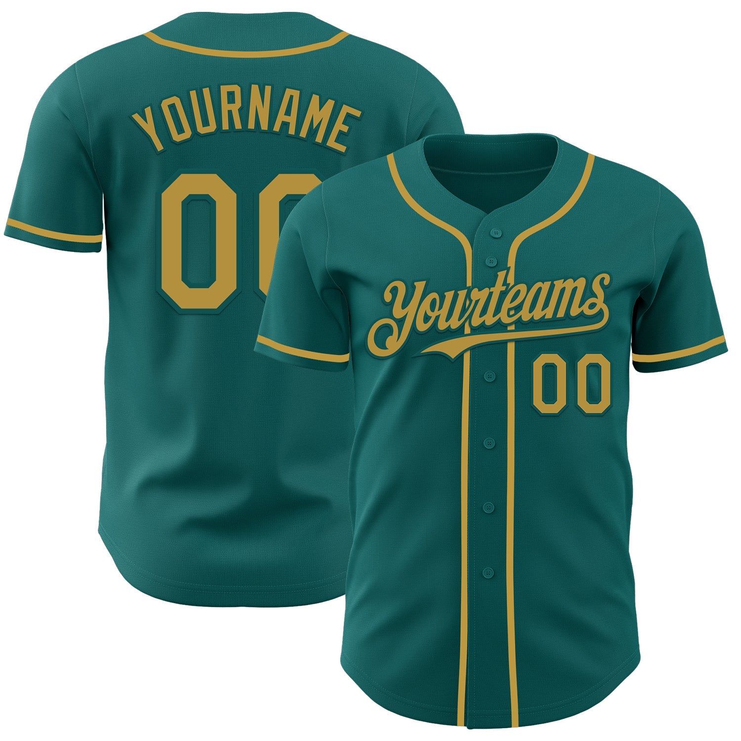 Custom Teal Old Gold Authentic Baseball Jersey - Sky-Custom