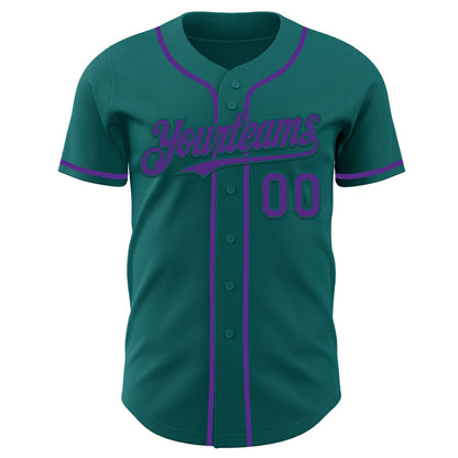 Custom Teal Purple Authentic Baseball Jersey - Sky-Custom