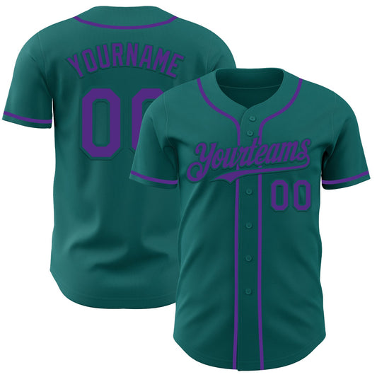 Custom Teal Purple Authentic Baseball Jersey - Sky-Custom