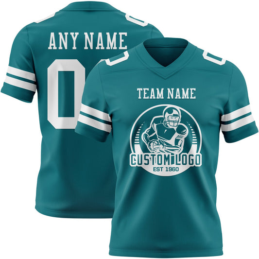 Custom Teal White Mesh Authentic Football Jersey - Sky-Custom