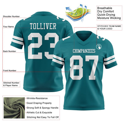 Custom Teal White Mesh Authentic Football Jersey - Sky-Custom