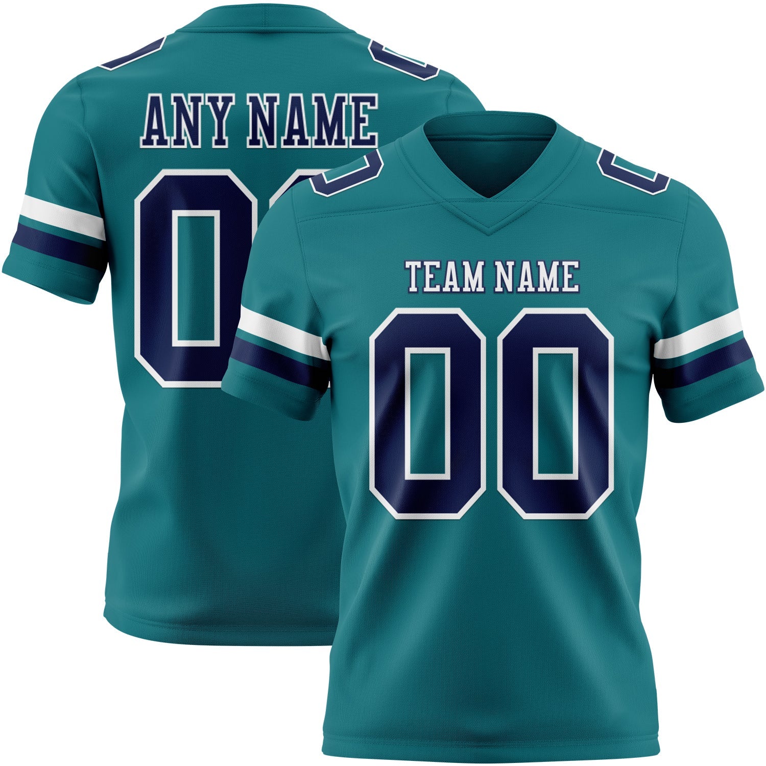 Custom Teal Navy-White Mesh Authentic Football Jersey - Sky-Custom