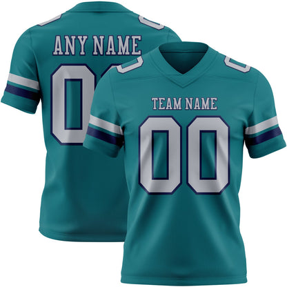 Custom Teal Gray-Navy Mesh Authentic Football Jersey - Sky-Custom