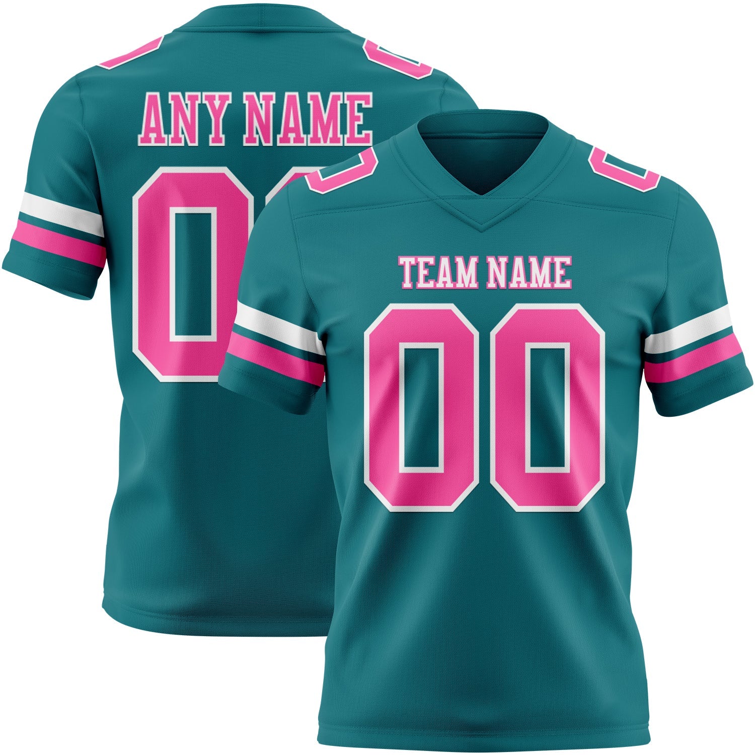 Custom Teal Pink-White Mesh Authentic Football Jersey - Sky-Custom
