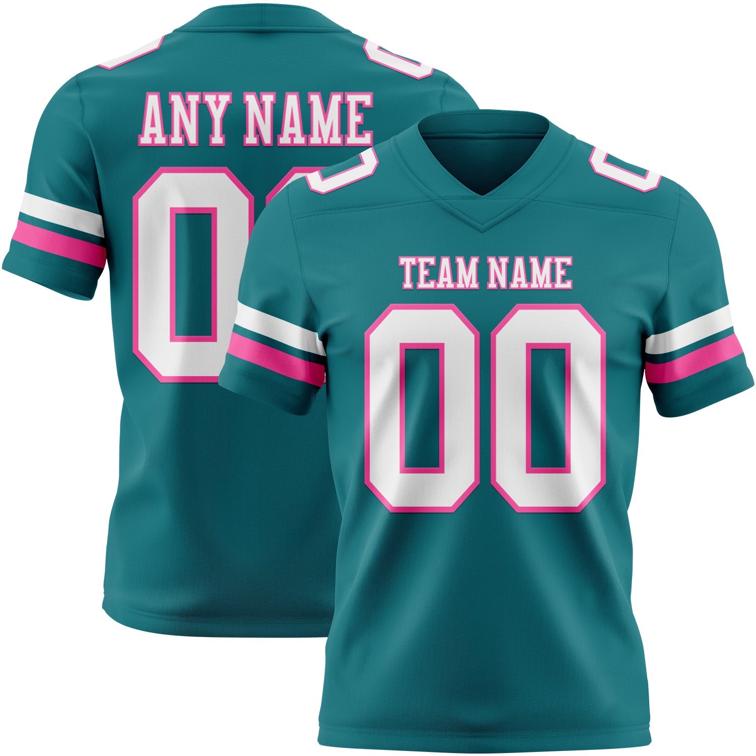 Custom Teal White-Pink Mesh Authentic Football Jersey - Sky-Custom