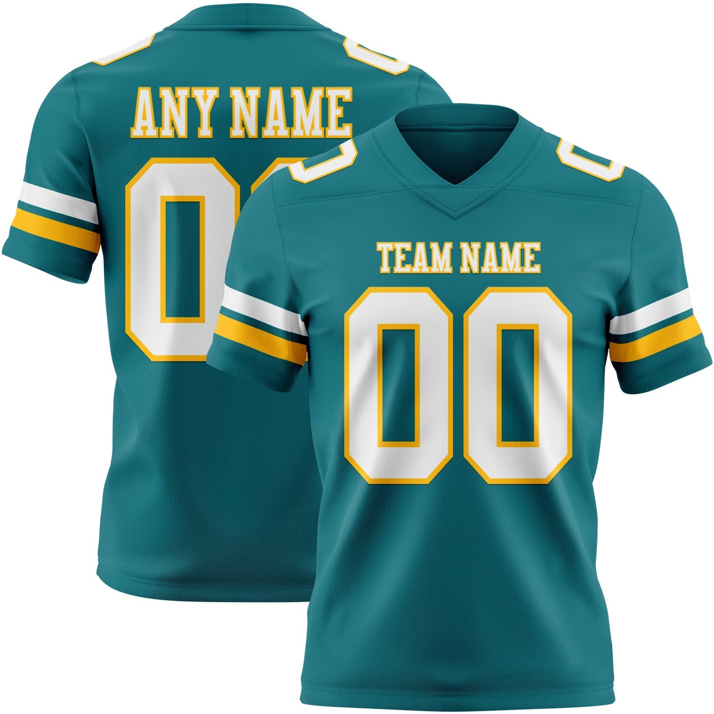 Custom Teal White-Gold Mesh Authentic Football Jersey - Sky-Custom