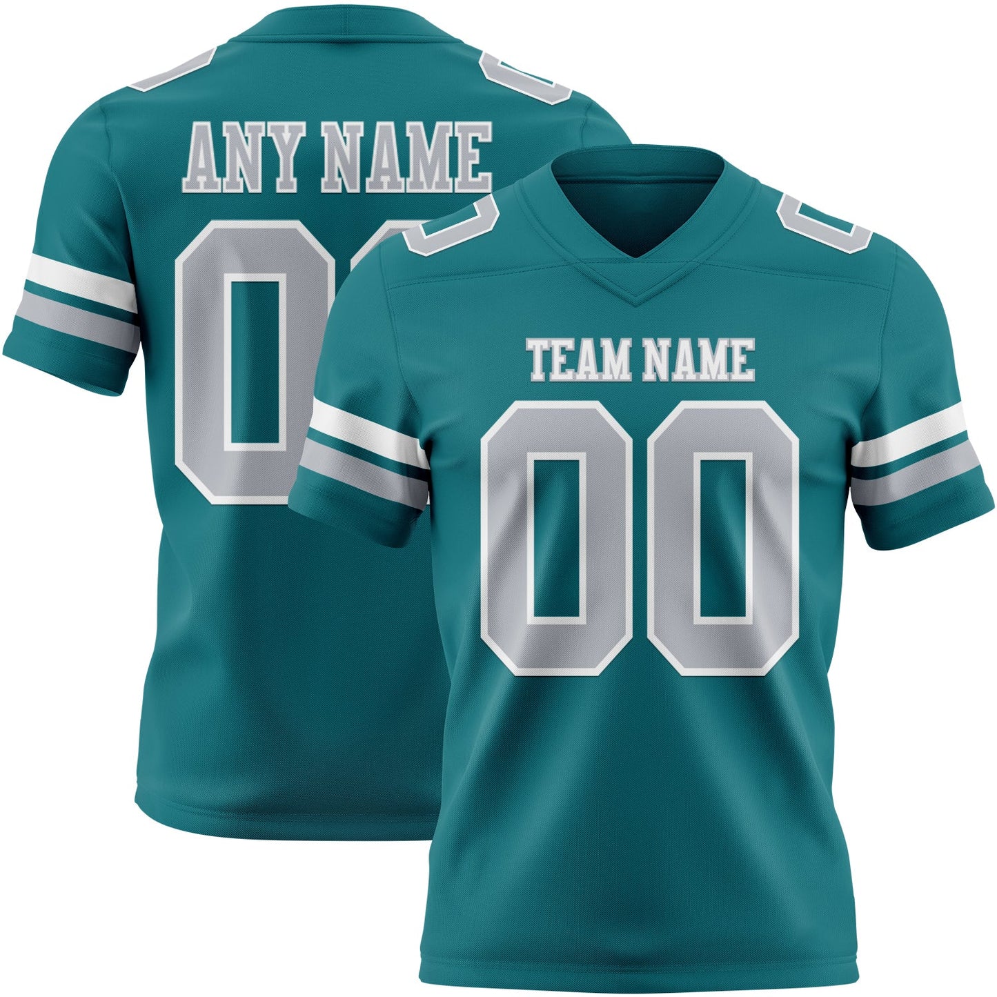 Custom Teal Gray-White Mesh Authentic Football Jersey - Sky-Custom