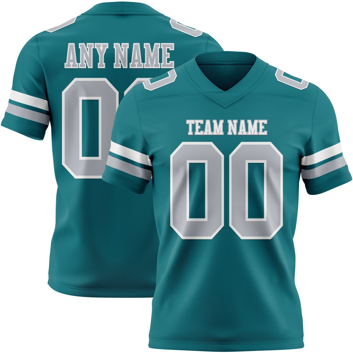 Custom Teal Gray-White Mesh Authentic Football Jersey - Sky-Custom