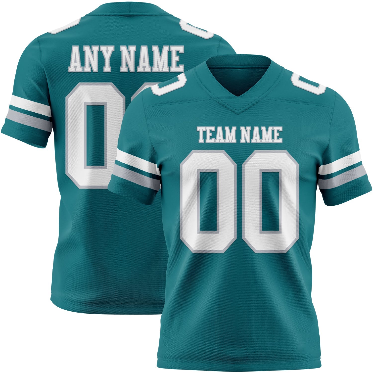 Custom Teal White-Gray Mesh Authentic Football Jersey - Sky-Custom
