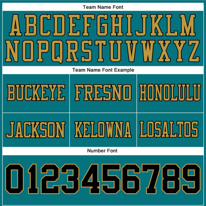 Custom Teal Black-Old Gold Mesh Authentic Football Jersey - Sky-Custom