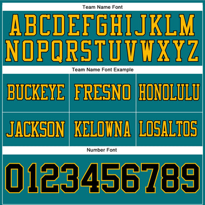 Custom Teal Black-Gold Mesh Authentic Football Jersey - Sky-Custom
