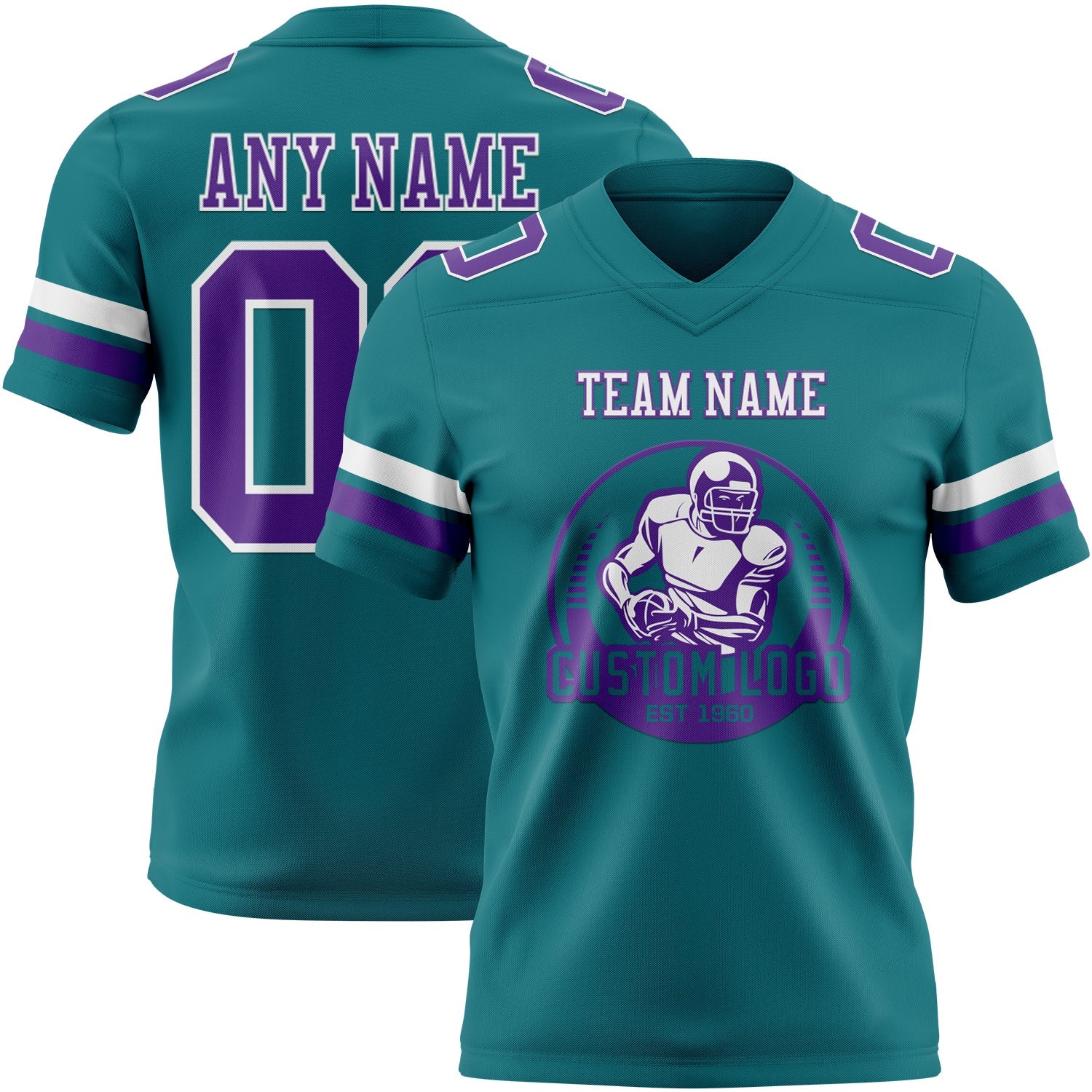 Custom Teal Purple-White Mesh Authentic Football Jersey - Sky-Custom