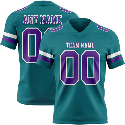 Custom Teal Purple-White Mesh Authentic Football Jersey - Sky-Custom