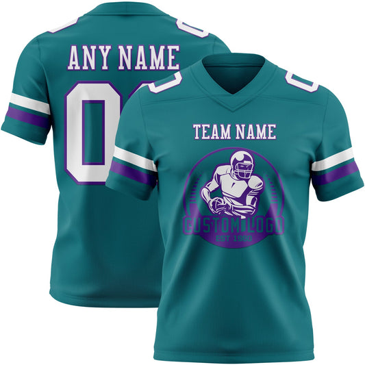 Custom Teal White-Purple Mesh Authentic Football Jersey - Sky-Custom