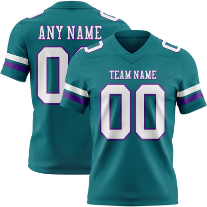 Custom Teal White-Purple Mesh Authentic Football Jersey - Sky-Custom