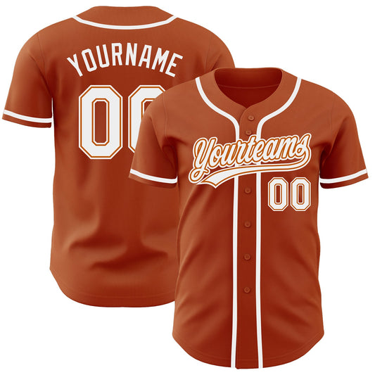 Custom Texas Orange White Authentic Baseball Jersey - Sky-Custom