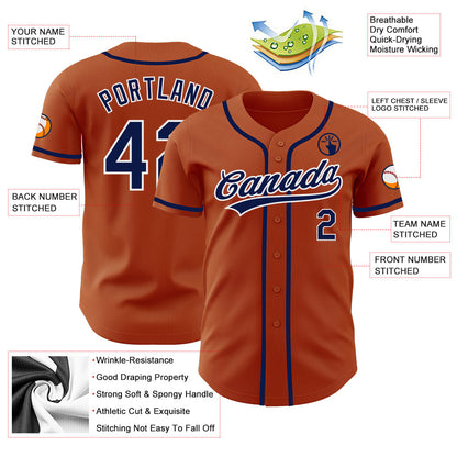 Custom Texas Orange Navy-White Authentic Baseball Jersey - Sky-Custom