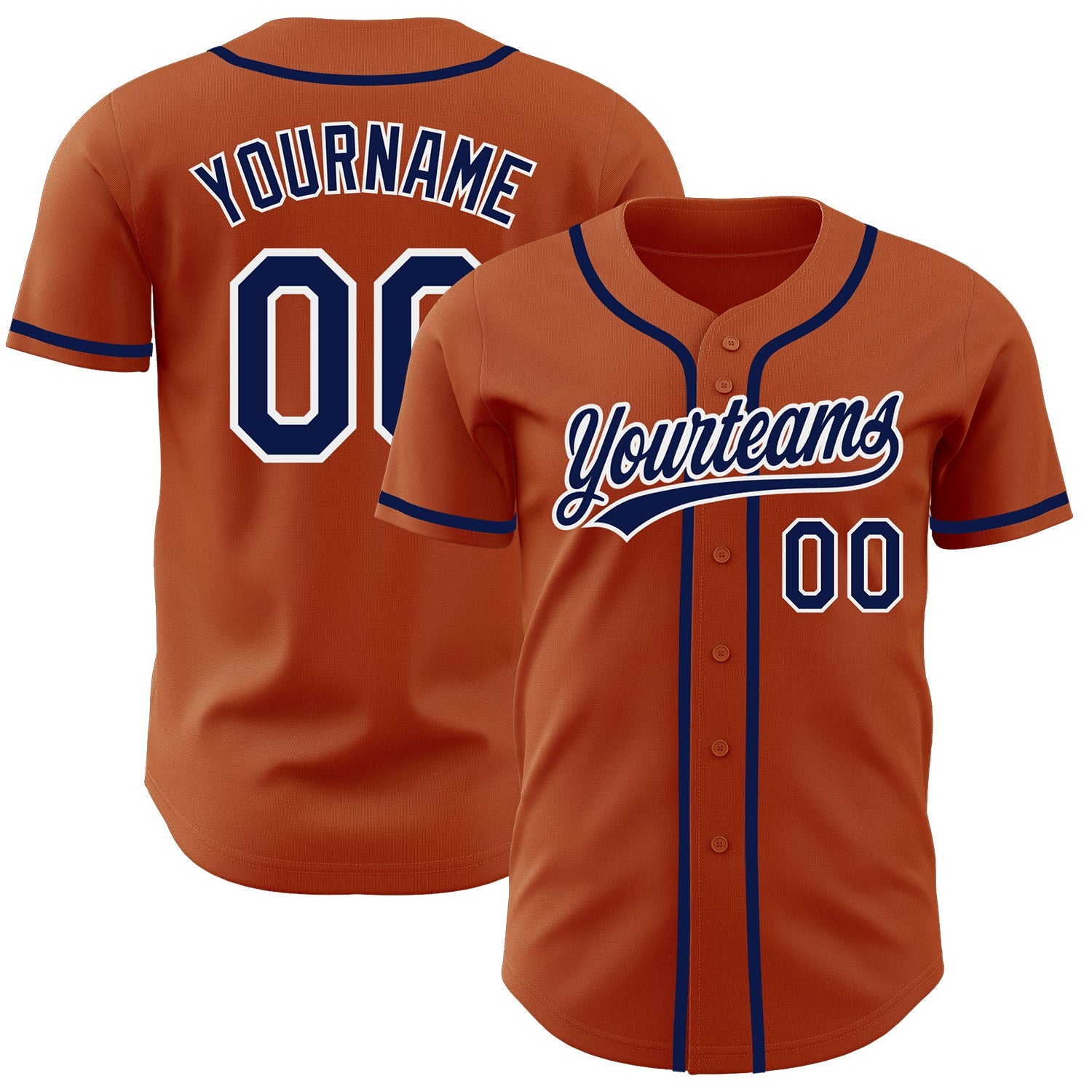 Custom Texas Orange Navy-White Authentic Baseball Jersey - Sky-Custom