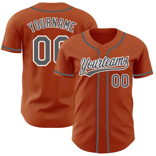 Custom Texas Orange Steel Gray-White Authentic Baseball Jersey - Sky-Custom