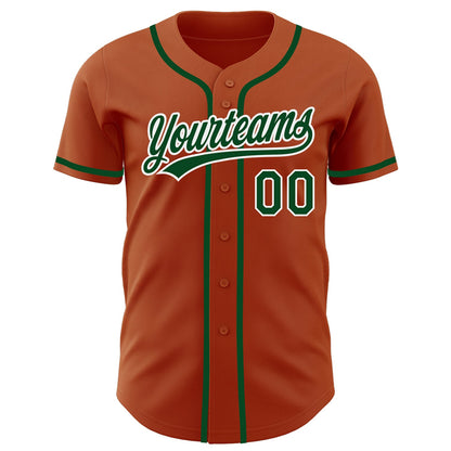 Custom Texas Orange Green-White Authentic Baseball Jersey - Sky-Custom