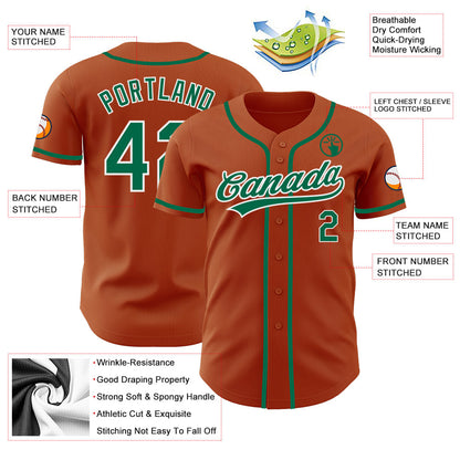 Custom Texas Orange Kelly Green-White Authentic Baseball Jersey - Sky-Custom
