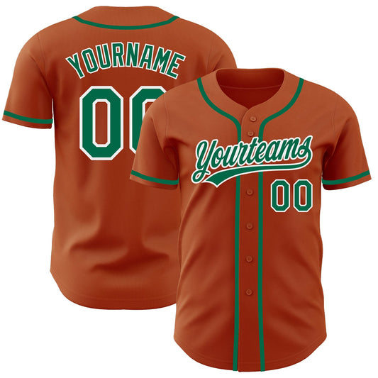 Custom Texas Orange Kelly Green-White Authentic Baseball Jersey - Sky-Custom