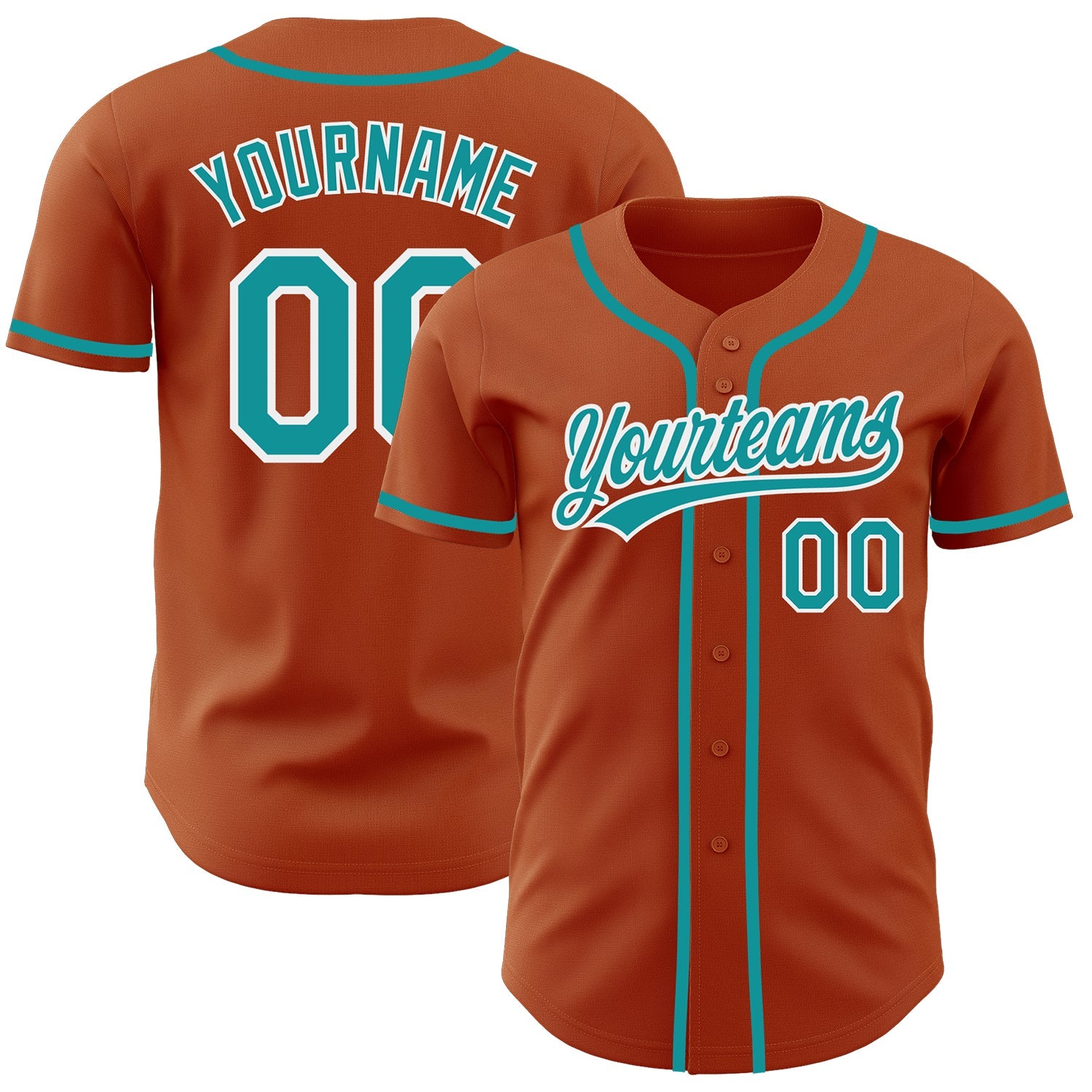Custom Texas Orange Teal-White Authentic Baseball Jersey - Sky-Custom