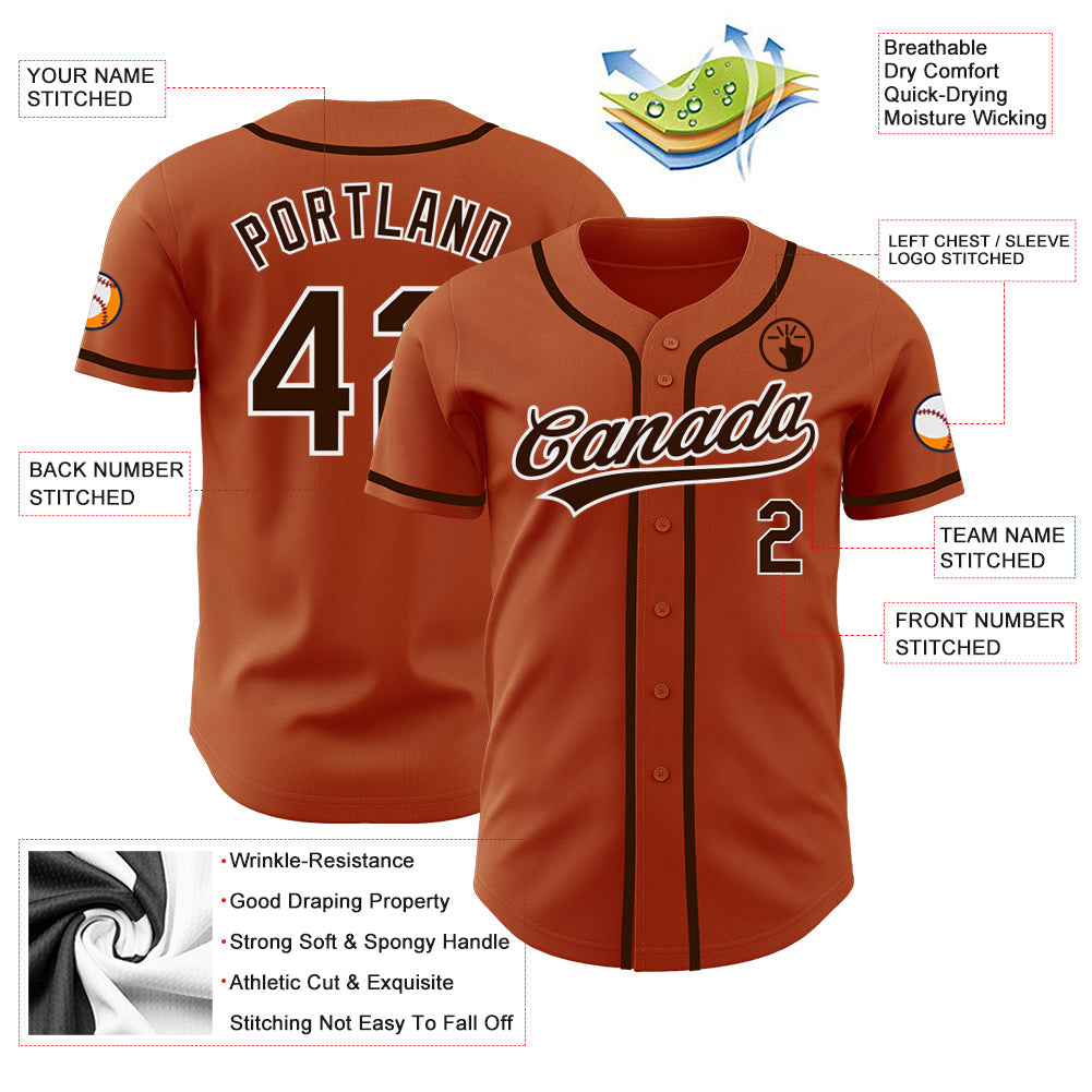 Custom Texas Orange Brown-White Authentic Baseball Jersey - Sky-Custom