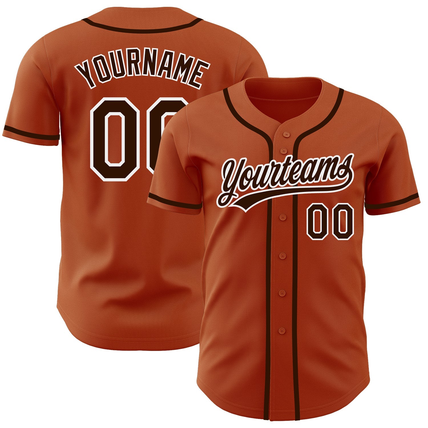Custom Texas Orange Brown-White Authentic Baseball Jersey - Sky-Custom