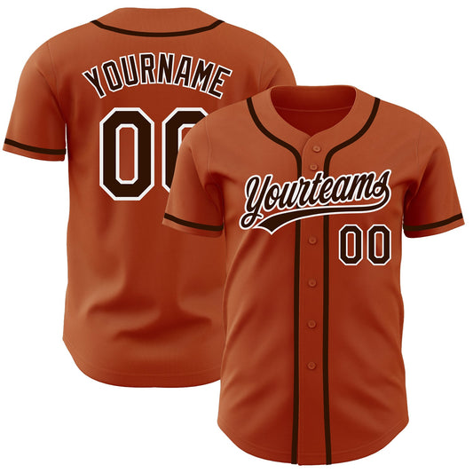 Custom Texas Orange Brown-White Authentic Baseball Jersey - Sky-Custom