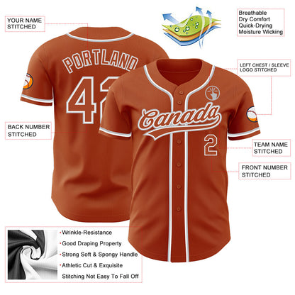 Custom Texas Orange White-Gray Authentic Baseball Jersey - Sky-Custom