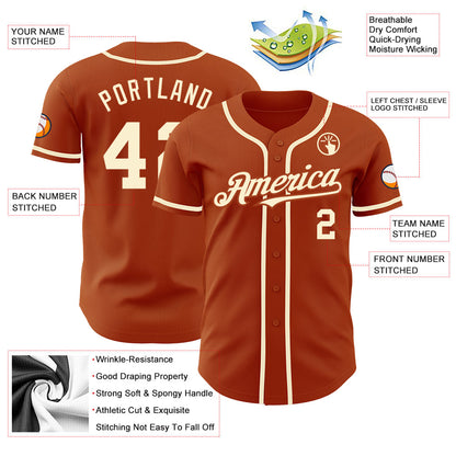Custom Texas Orange Cream Authentic Baseball Jersey - Sky-Custom