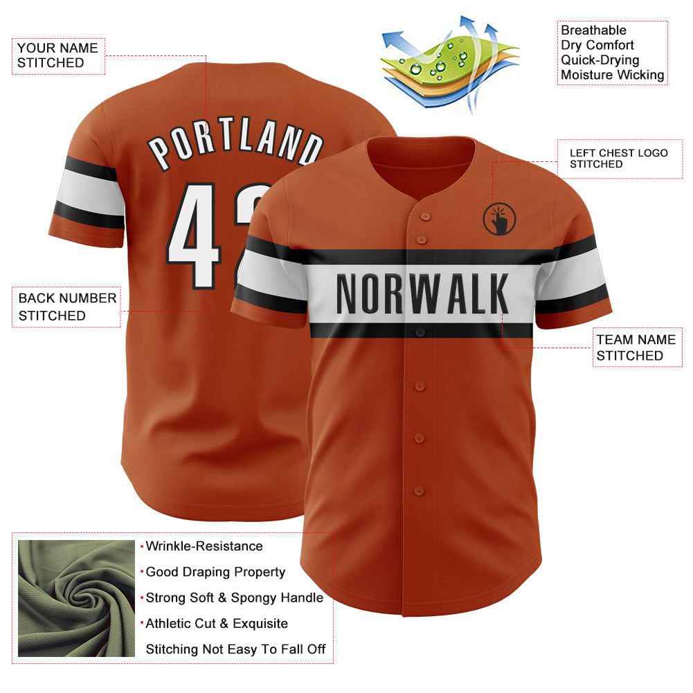 Custom Texas Orange White-Black Authentic Baseball Jersey - Sky-Custom